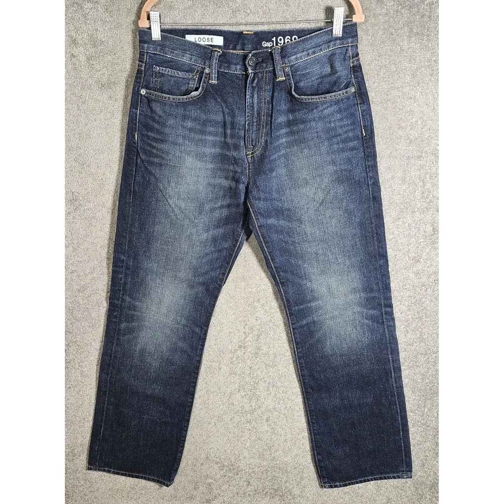 Gap 1969 Loose Fit Jeans Mens Size 31x32 Blue Dark Wash Baggy Cotton Denim